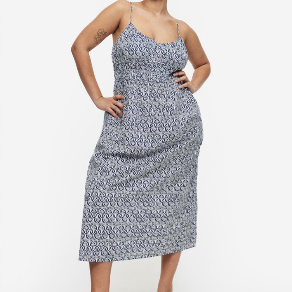 Calf-length dress with spaghetti straps
